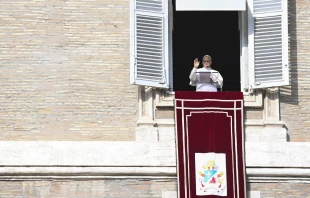Pope Leo XIV addresses pilgrims gathered in St. Peter’s Square at the Vatican for recitation of the Angelus on Jan. 1, 2026. Credit: Vatican Media