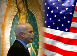 Sen. John McCain in front of the image of Our Lady of Guadalupe?w=200&h=150