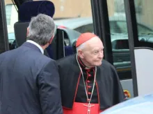 Then-Cardinal Theodore McCarrick arrives at the Vatican on March 5, 2013. CNA file photo.