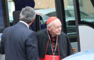 Then-Cardinal Theodore McCarrick arrives at the Vatican on March 5, 2013. CNA file photo. 