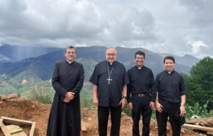 Archbishop Sanz Montes, with the Lumen Dei missionaries sent to the Diocese of Tlapa in Mexico. Credit: Archdiocese of Oviedo