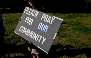 Nurses who are on strike hold signs in support of the community following a shooting and fire at the Church of Jesus Christ of Latter-day Saints in front of Henry Ford Genesys Hospital on Sept. 29, 2025, in Grand Blanc, Michigan. Credit: Emily Elconin/Getty Images