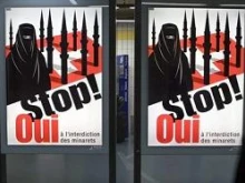 Campaign poster in favor of the referendum banning minarets