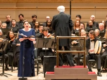 Soprano Catherine Wethington sings during a live performance of “Journey of Faith: A Musical Tribute to Mother Teresa” at Carnegie Hall.