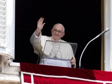 Pope Francis prays the Angelus from the window of the Apostolic Palace, July 3, 2022.