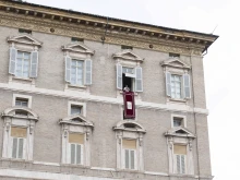 Pope Francis delivers the Angelus address on Feb. 26, 2023.
