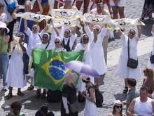 Pope Francis delivers his Angelus message on Dec. 10, 2023.