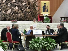 Pope Francis at the Synod on Synodality on Oct. 10, 2023.