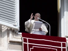 Pope Francis gives the Angelus address on Jan. 23, 2022