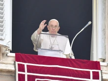 Pope Francis delivers the Angelus address for the Solemnity of the Epiphany on Jan. 6, 2023.