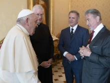 The American actor and director Sylvester Stallone met with Pope Francis at the Vatican on Sept. 8, 2023.