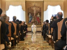 Pope Francis met with members of the De La Salle Christian Brothers on May 21, 2022.