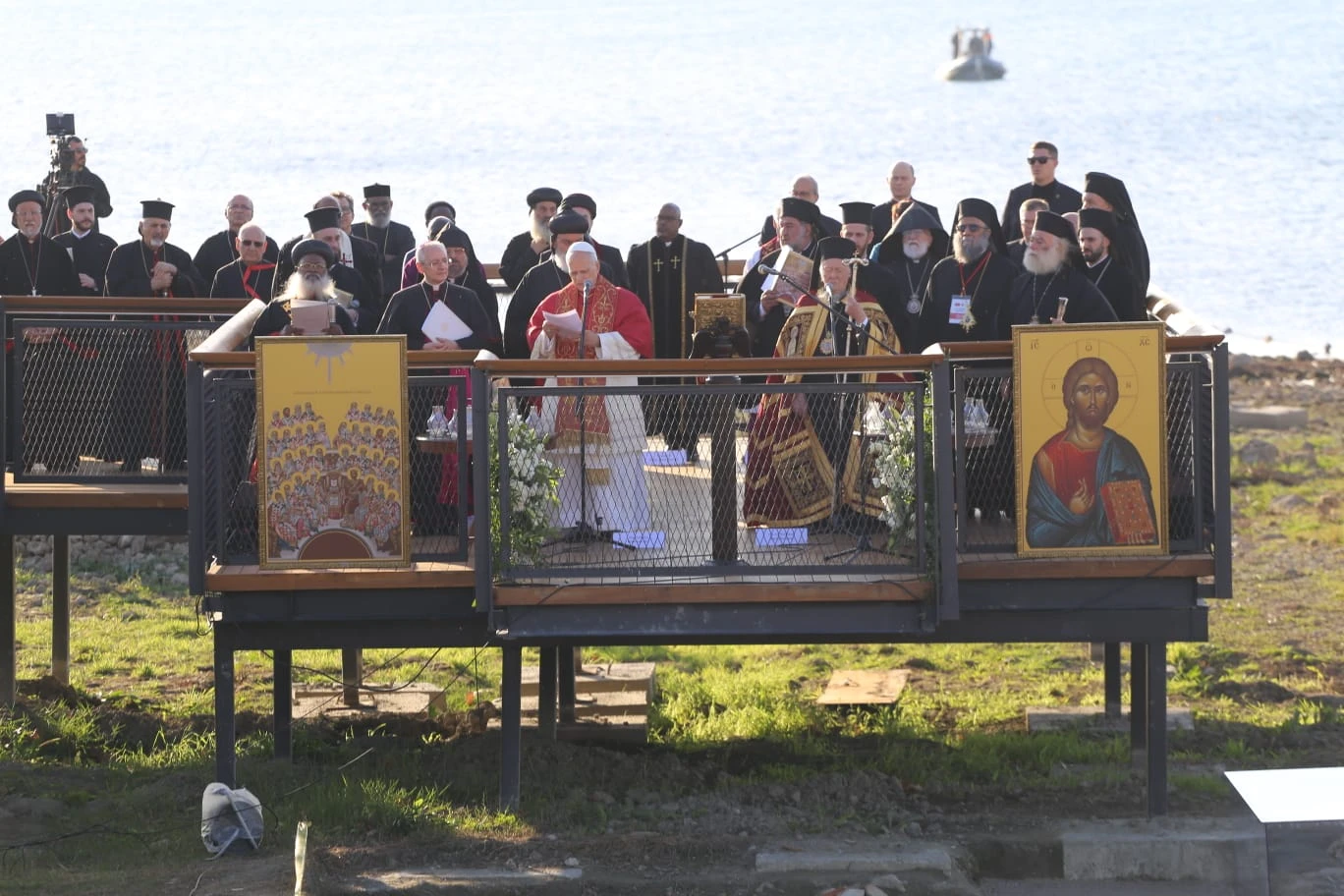 Pope Leo XIV and Ecumenical Patriarch Bartholomew I of Constantinople pray together at the site of the first ecumenical council, Nicaea, in the Turkish town of Iznik, on Nov. 28, 2025. | Credit: Elias Turk/EWTN News.