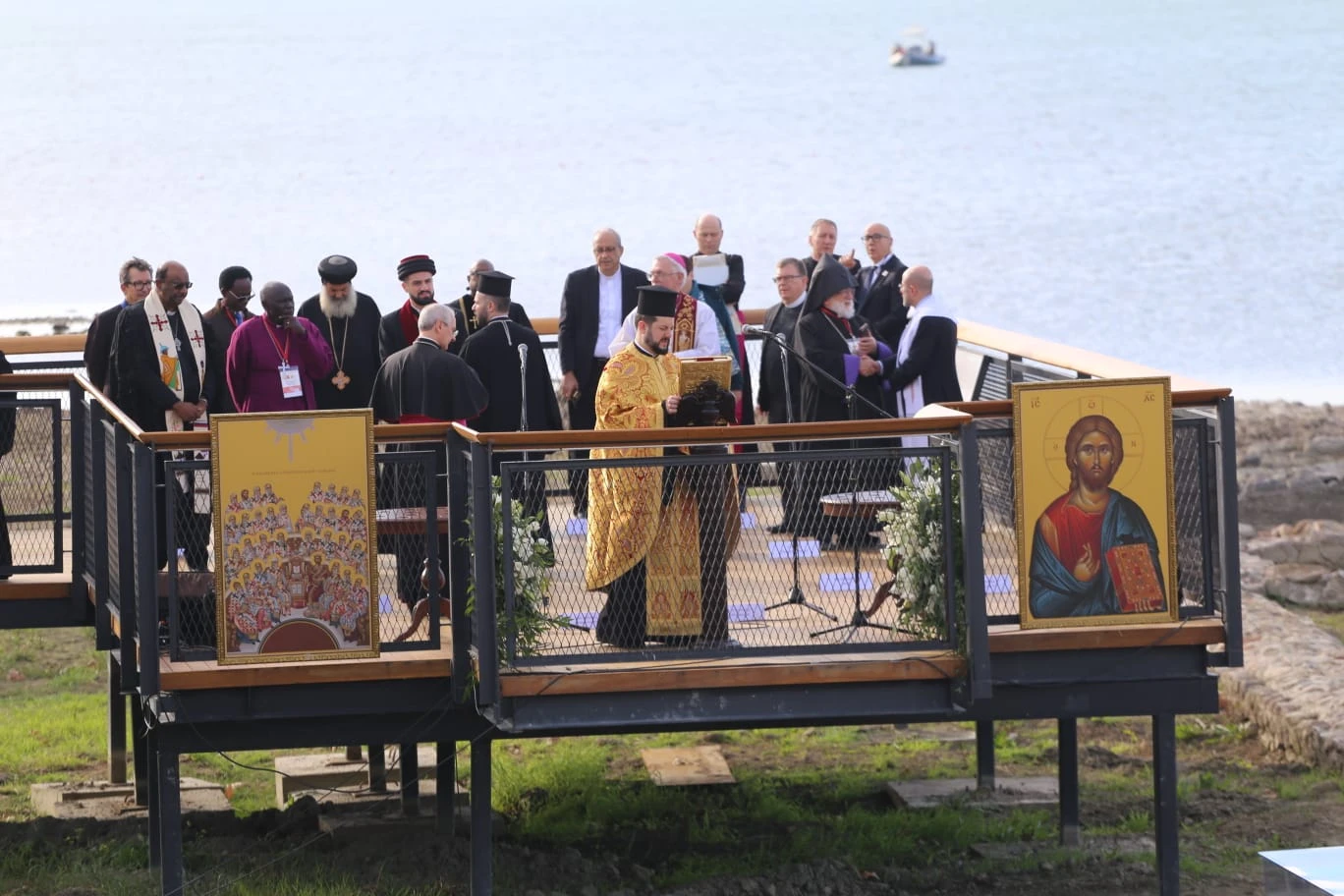 Christian leaders gather for a prayer service at the site of the Council of Nicaea, on the eastern shore of Lake İznik, Turkey, on Nov. 28, 2025, to mark 1,700 years since the first ecumenical council. | Credit: Elias Turk/EWTN News.