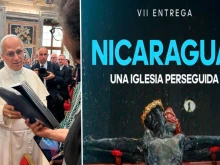 Pope Leo XIV receives the latest edition of the report “Nicaragua: A Persecuted Church,” by Martha Patricia Molina, on Oct. 2, 2025.