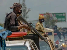 Nigerian security officers during a military operation ahead of the gubernatorial elections in Benin City, Edo, Nigeria, on Sept. 17, 2020.