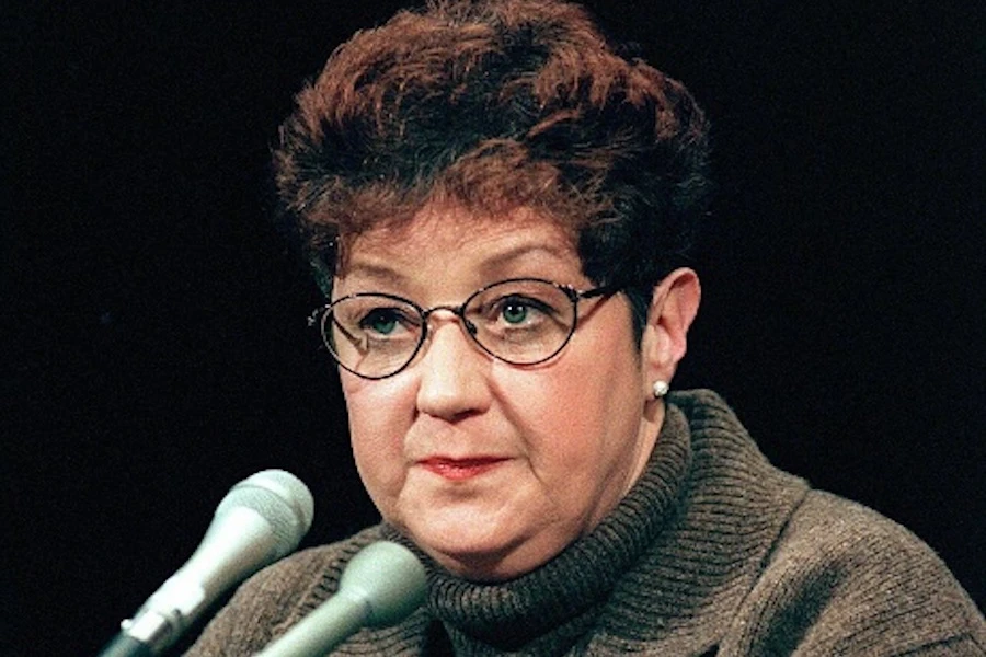 Norma McCorvey testifies before a US Senate Judiciary Committee subcommittee during hearings on the 25th anniversary of Roe v. Wade on Capitol Hill in Washington, DC. ?w=200&h=150