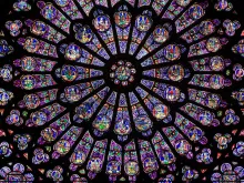 The rose window at the Cathedral of Notre Dame, Paris. 