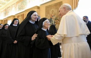 Pope Leo XIV receives cloistered Augustinian nuns at the Vatican on Nov. 13, 2025. Credit: Vatican Media