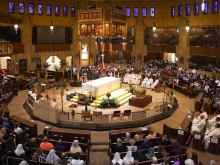 The bones and reliquary of St. Thérèse of Lisieux make their first stop at the Shrine of the Little Flower Basilica in Royal Oak, Michigan, on Oct. 1, 2025.