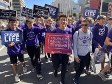 Students participate in the Ohio March for Life in Columbus, Oct. 5, 2022.