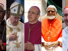 From left to right: Cardinal Robert Sarah, Cardinal Stanisław Ryłko, Cardinal Carlos Osoro Sierra, Cardinal Joseph Coutts, and Cardinal Timothy Radcliffe.