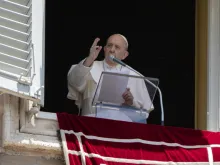Pope Francis is pictured during an Angelus address. 