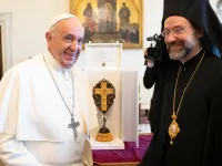 Pope Francis and Metropolitan Job of Telmessos during the audience Pope Francis gave to the delegation of the Ecumenical Patriarchate on June 28 - 