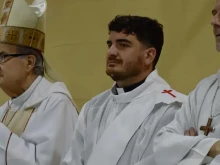 A crowd accompanied Nathanael Alberione in his ordination on Nov. 21, 2022.