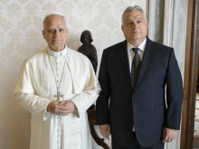 Pope Leo XIV meets with Hungarian Prime Minister Viktor Orbán on Oct. 27, 2025, at the Vatican.