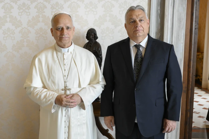 Pope Leo XIV and Hungarian Prime Minister Viktor Orbán