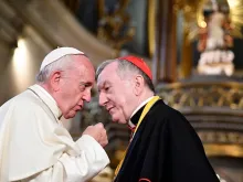 Pope Francis (left), with Cardinal Pietro Parolin, Vatican Secretary of State. 