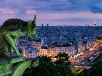 Gargoyle at Notre-Dame Cathedral in Paris / 