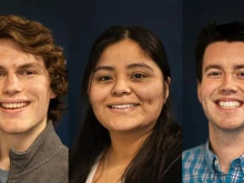 From left to right, Matthew Heidenreich, Amayrani Higueldo Sanchez, and Charlie McCullough.