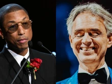 Pharrell Williams (left) and Andrea Bocelli.