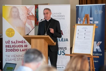 Archbishop Georg Gänswein speaks at a conference on the Šiluva Declaration in Šiluva, Lithuania, on Sept. 4, 2024.