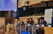 Three women share their stories of experiences with abortion at the pro-life event at the European Parliament in Brussels, Oct. 15, 2025.