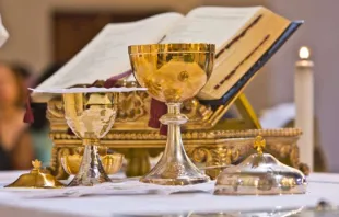 Altar set for the celebration of Mass. Via Shutterstock. 
