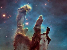 The Pillars of Creation, captured by the Hubble Space Telescope.