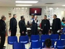 A delegation of US bishops visit Sister Norma Pimentel at the Catholic Charities Immigrant Respite Center in McAllen Texas, July 1, 2018. 