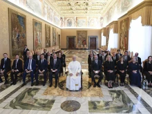Pope Leo XIV meets with members of the European Parliament’s Working Group on Intercultural and Interreligious Dialogue on Sept. 29, 2025, at the Vatican.