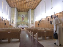 Pope Francis on retreat at the Casa Divin Maestro retreat center in Ariccia, Italy, in March 2017.