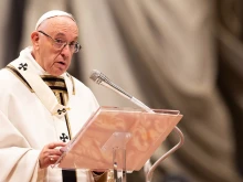 Pope Francis celebrates Mass in St. Peter's Basilica.