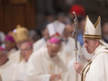 Pope Francis presides at a memorial Mass of St. John XXIII, which also marks the 60th anniversary of the beginning of the Second Vatican Ecumenical Council, at St. Peter's Basilica on Oct. 11, 2022.