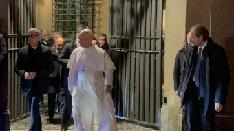 Pope Leo XIV addresses the press at Castel Gandolfo Dec. 9, 2025.