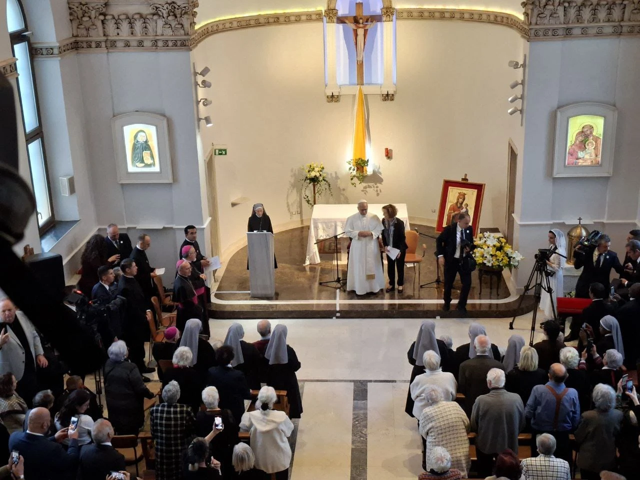 Pope Leo XIV visits a care home for the elderly run by a community of the Little Sisters of the Poor in Istanbul, Turkey, on Nov. 28, 2025, the second day of his apostolic journey to Turkey and Lebanon. | Credit: AIGAV Pool.