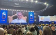 Pope Leo XIV speaks to teenagers during a digital encounter at Lucas Oil Stadium in Indianapolis during the 2025 National Catholic Youth Conference (NCYC) on Nov. 21, 2025.