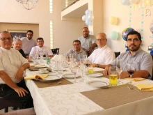 Pope Leo XIV is pictured here during a past birthday celebration when he served as bishop of the Diocese of Chiclayo, Peru.