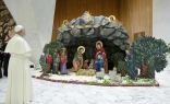 Pope Leo admires the Nativity scene that was made in Costa Rica.