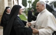 Pope Leo XIV meets with the Augustinian nuns of Montefalco on Nov. 20, 2025, in Italy.